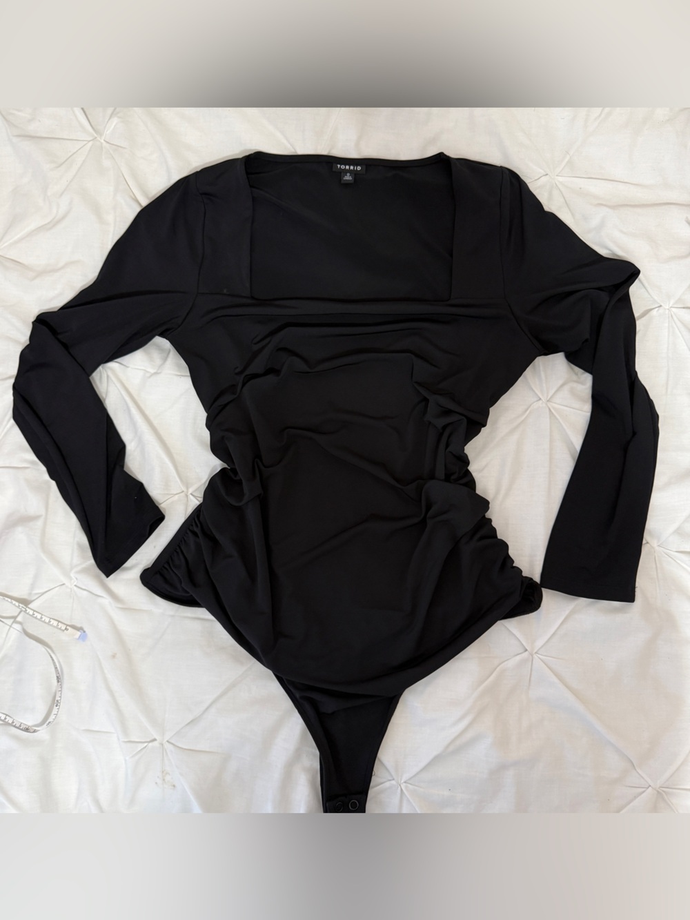 torrid Black Square Neck Long Sleeve Bodysuit